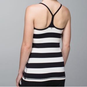 Lululemon Power Y Tank *Luon Steep Stripe Black Horizontal/Black size 8 NWOT